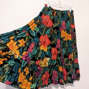 Carole Little boho floral maxi skirt size M
